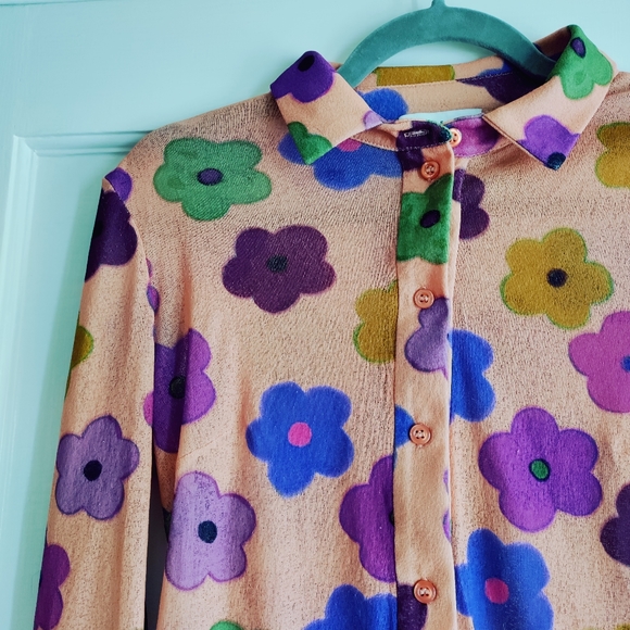 SOLD Topshop Floral Mesh Shirt - Picture 5 of 7